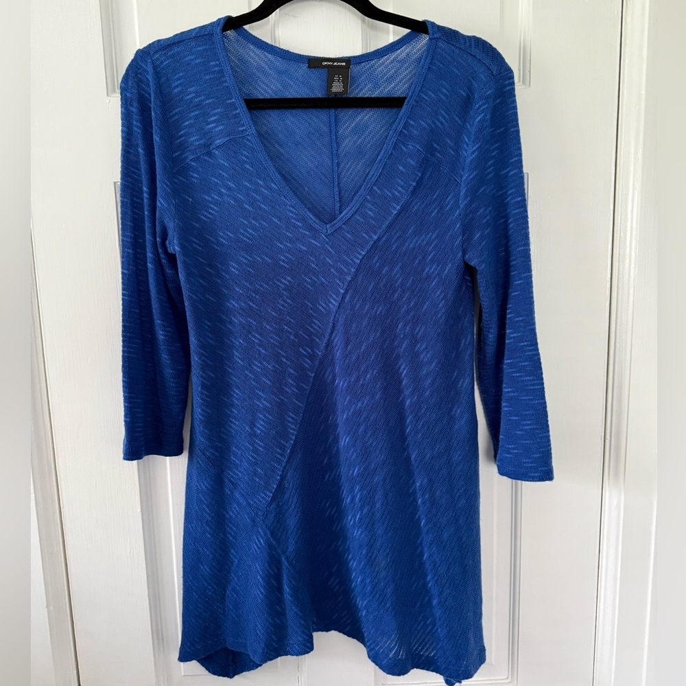 DKNY Jeans Blue V-Neck Long Sleeve